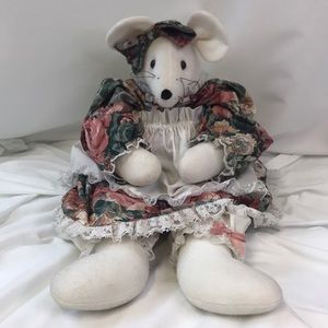 Vintage Handmade Country Mouse Doll 25”– Shabby Chic Prairie Style